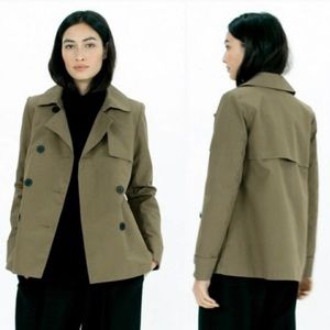 Everlane Swing Trench Coat Sage Green Pockets SM